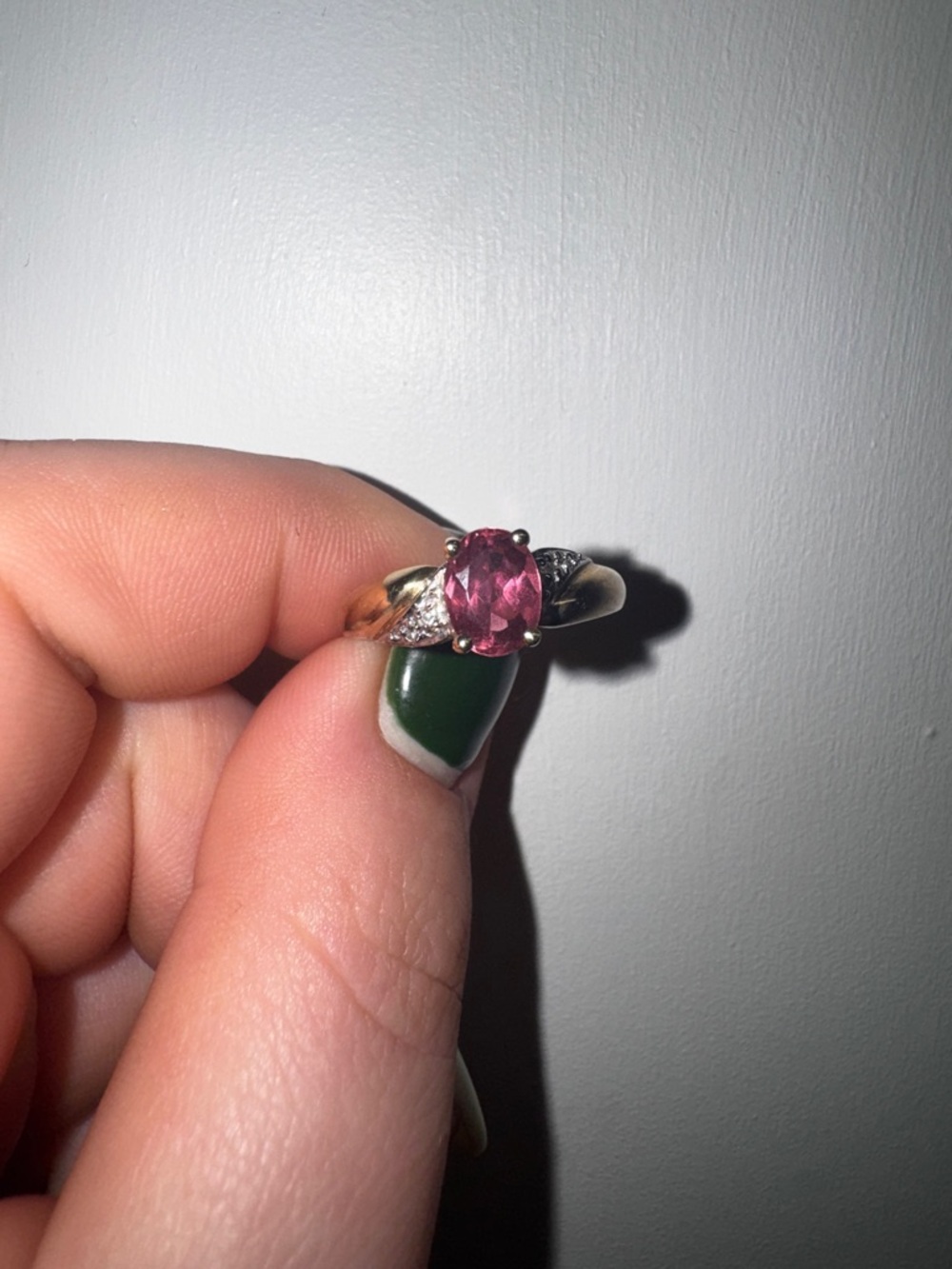 10K Yellow Gold Pink Sapphire Tone Gemstone Ring - Women’s Size 10